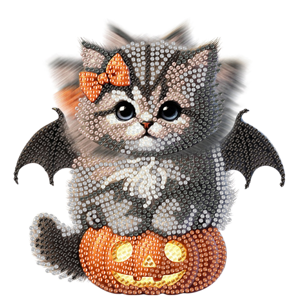 2D Flat Print Cat DIY Shaking Head Desktop Diamond Art Kits for Adults Beginner