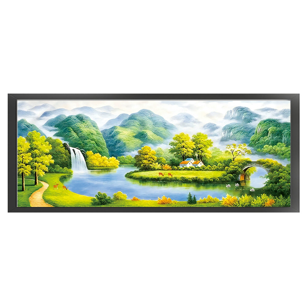 Mountain Stream - 11CT Stamped Cross Stitch 150*66CM(Mona Lisa Brand Silk)