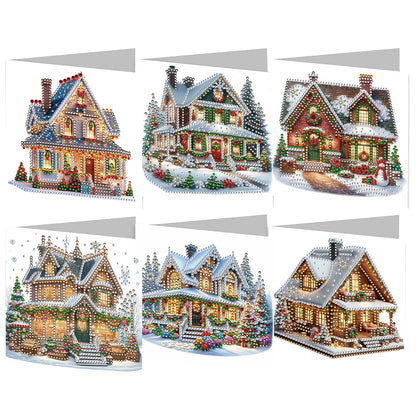 6PCS DIY Diamond Art Greeting Cards Xmas Designs Congratulations Thank You Cards