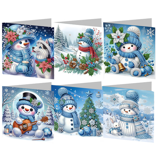 6PCS DIY Diamond Art Greeting Cards Xmas Designs Congratulations Thank You Cards