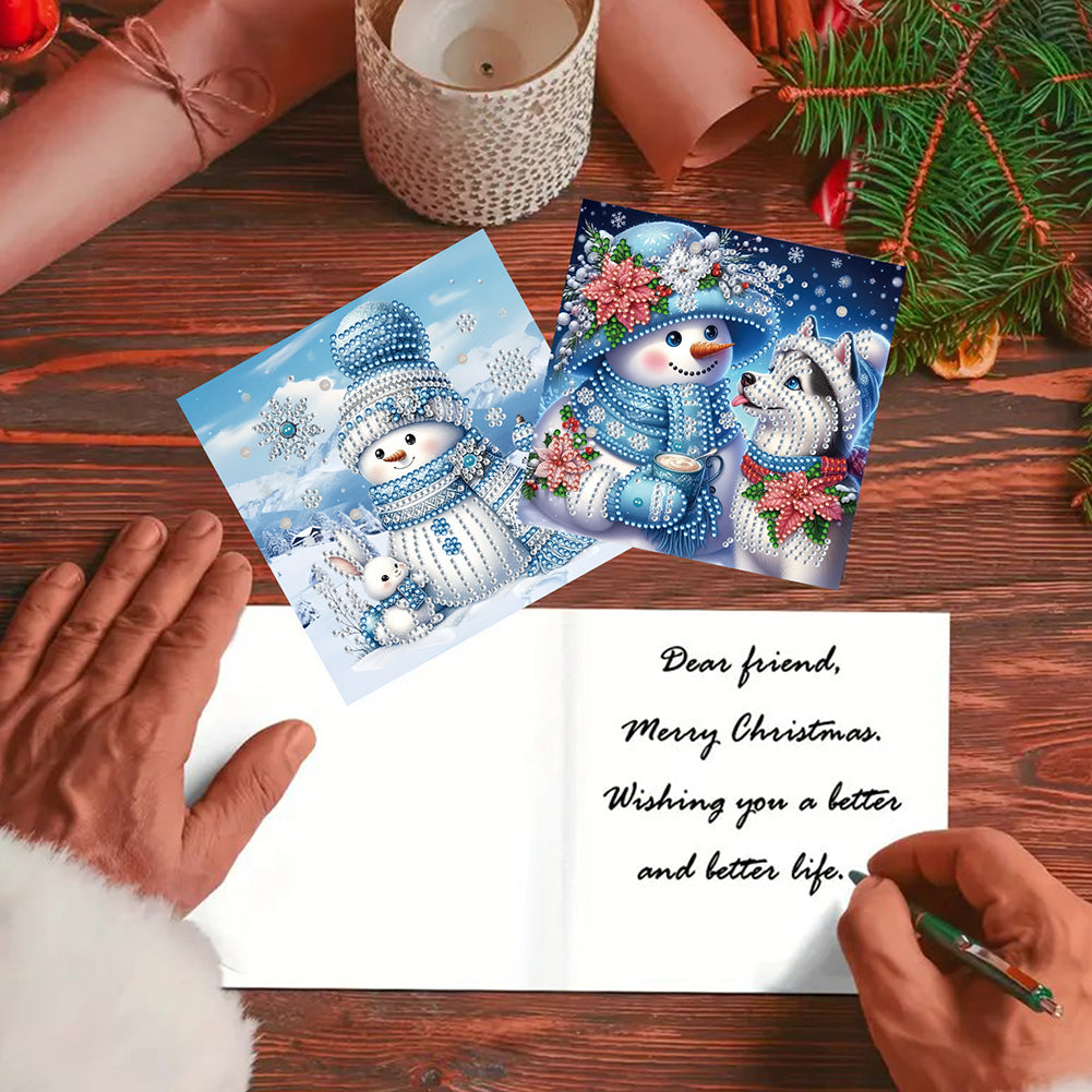 6PCS DIY Diamond Art Greeting Cards Xmas Designs Congratulations Thank You Cards
