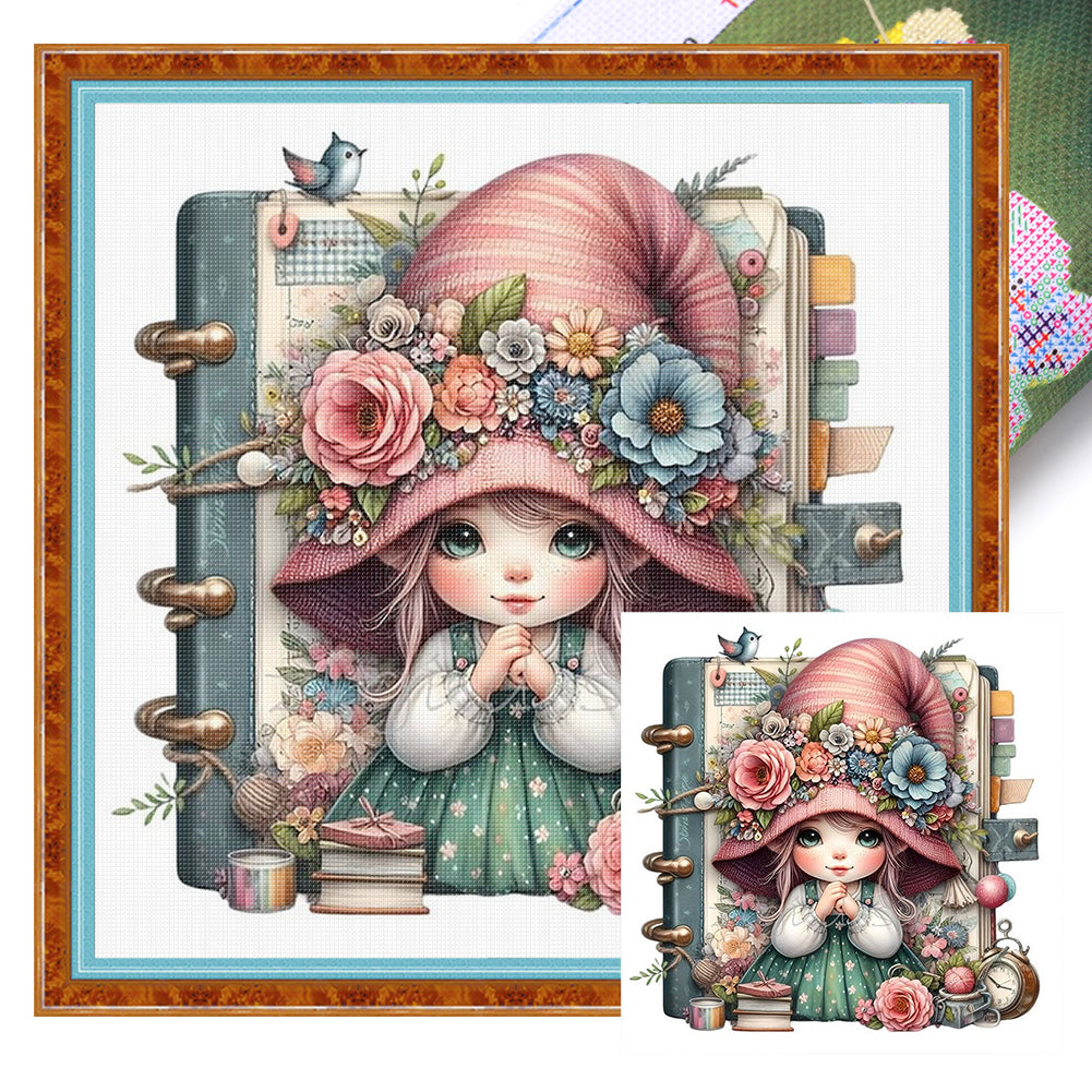 Gnome Girl - Stamped Cross Stitch 50*50CM