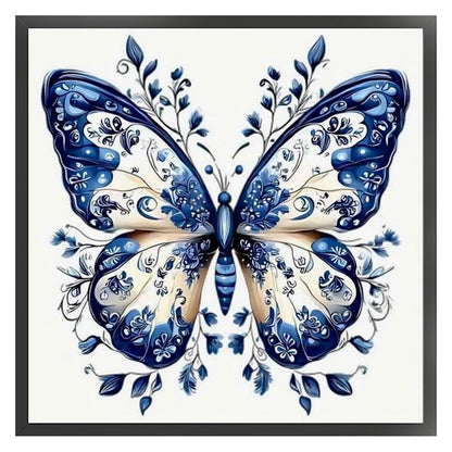 Blue And White Butterfly - 11CT Stamped Cross Stitch 50*50CM