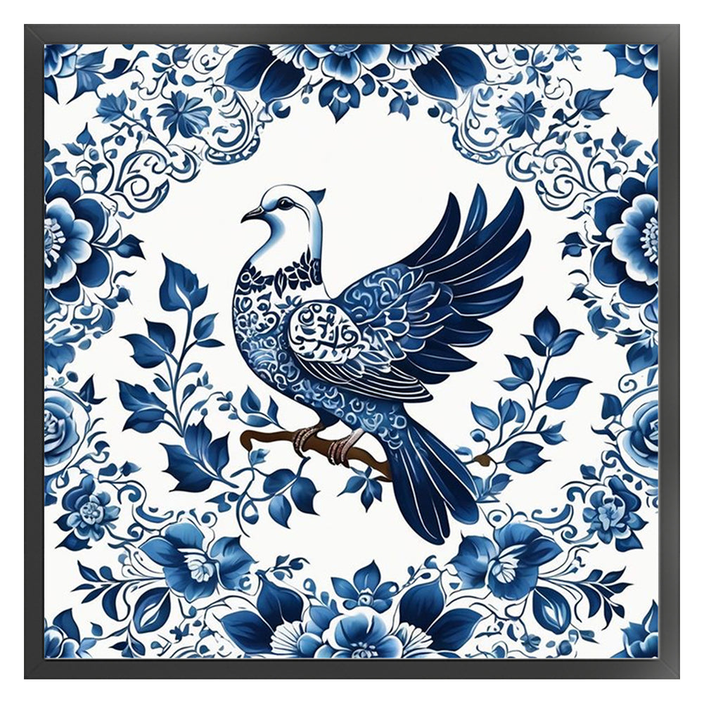 Blue And White Bird - 11CT Stamped Cross Stitch 50*50CM