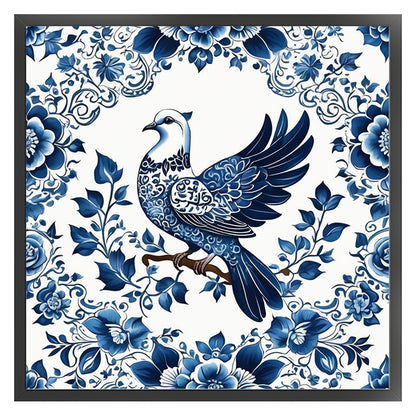 Blue And White Bird - 11CT Stamped Cross Stitch 50*50CM