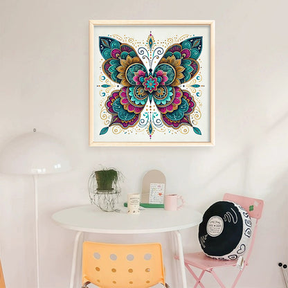 Butterfly With Mandala Pattern - 11CT Stamped Cross Stitch 50*50CM