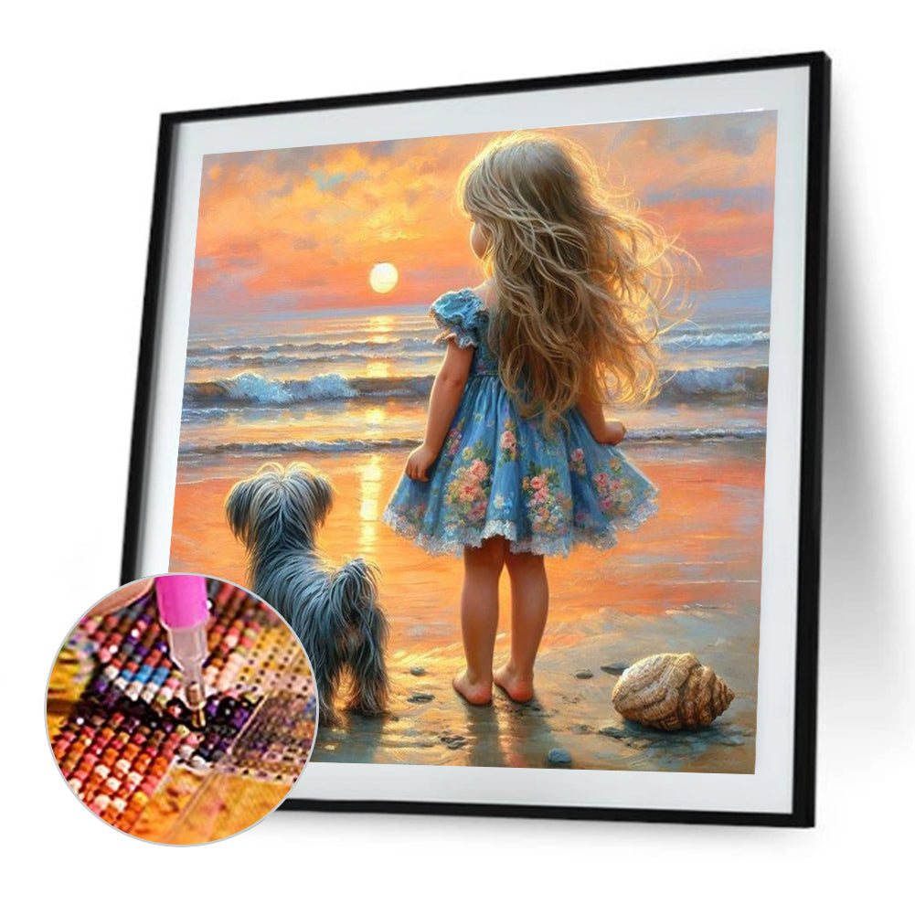Beach Girl - Full Round Drill Diamond Painting 40*40CM