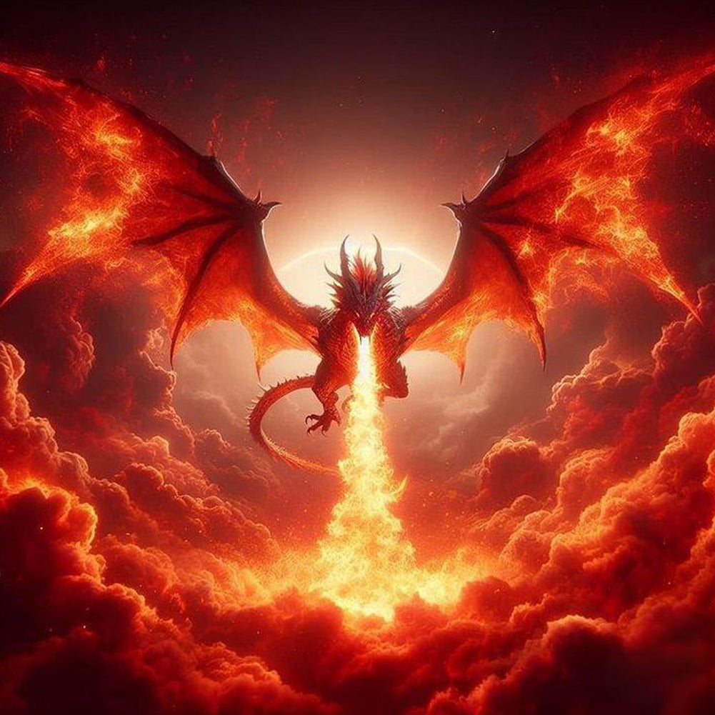 Fire Breathing Dragon - Full Round Drill Diamond Painting 40*40CM