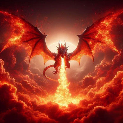 Fire Breathing Dragon - Full Round Drill Diamond Painting 40*40CM