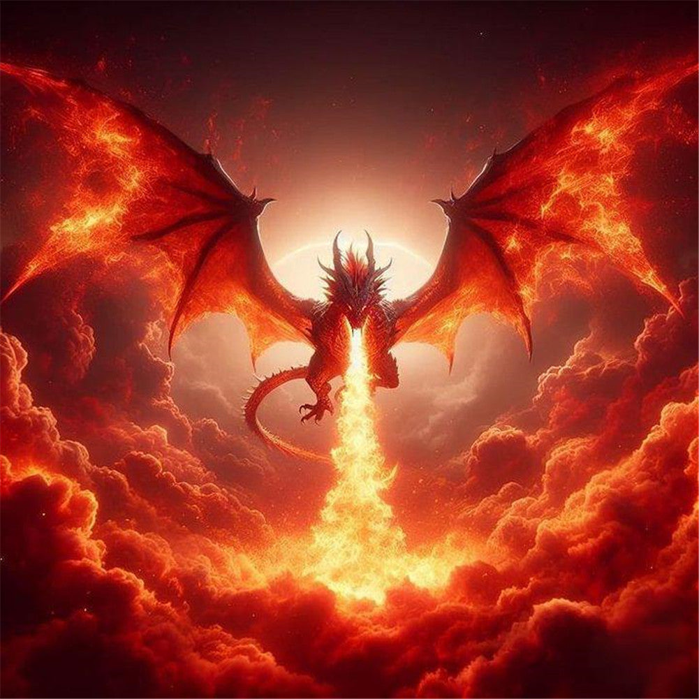 Fire Breathing Dragon - Full Round Drill Diamond Painting 40*40CM