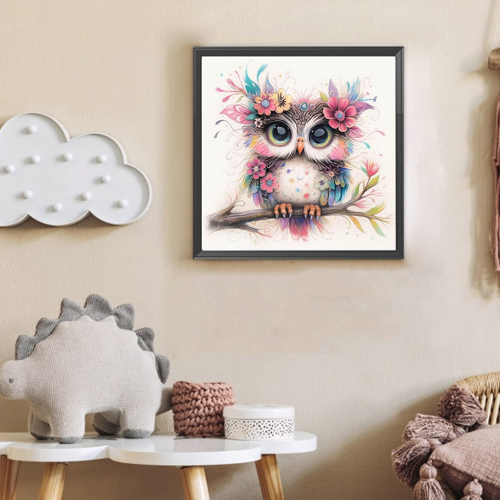 Owl - Full Round Drill Diamond Painting 30*30CM