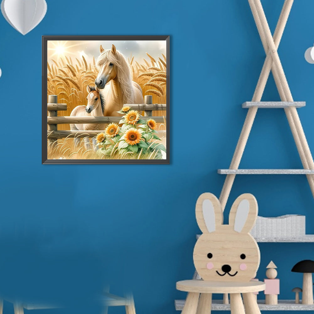 Sunflower Horse - Full Round Drill Diamond Painting 30*30CM