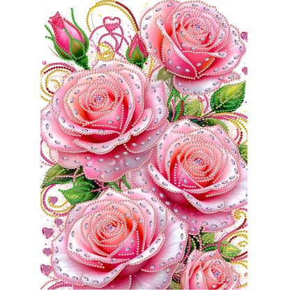 Pink Flowers - Special Shaped Drill Diamond Painting 30*40CM