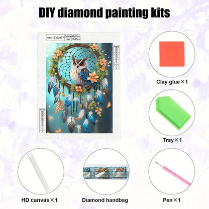 Dream Catcher Owl - Special Shaped Drill Diamond Painting 30*40CM