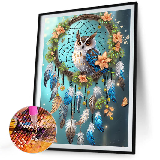Dream Catcher Owl - Special Shaped Drill Diamond Painting 30*40CM
