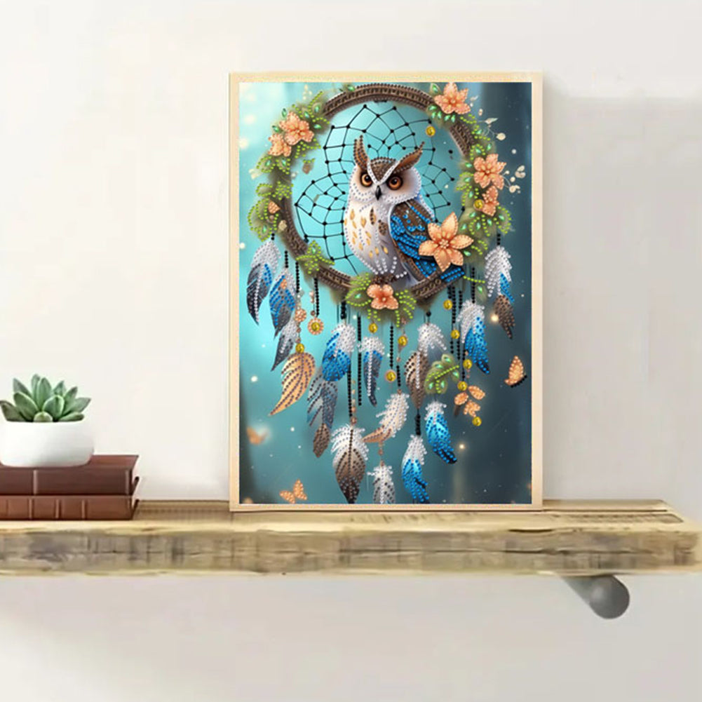 Dream Catcher Owl - Special Shaped Drill Diamond Painting 30*40CM