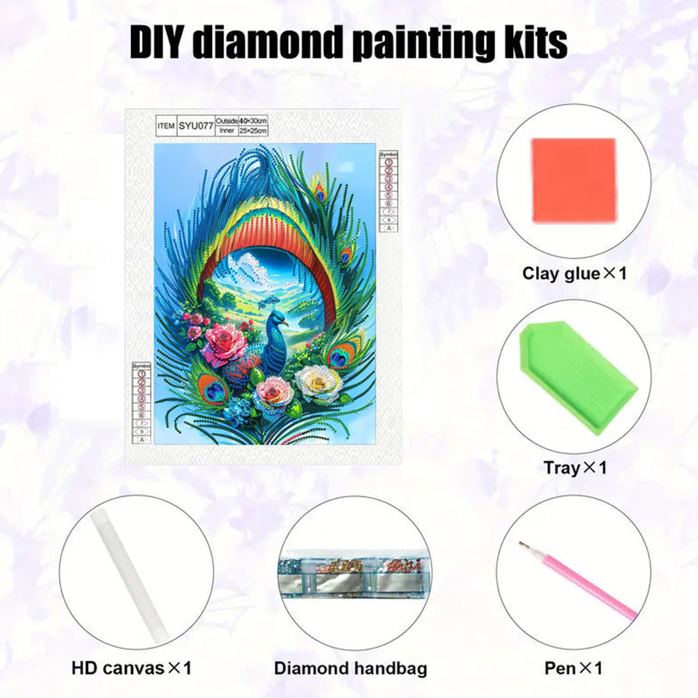 Peacock - Special Shaped Drill Diamond Painting 30*40CM