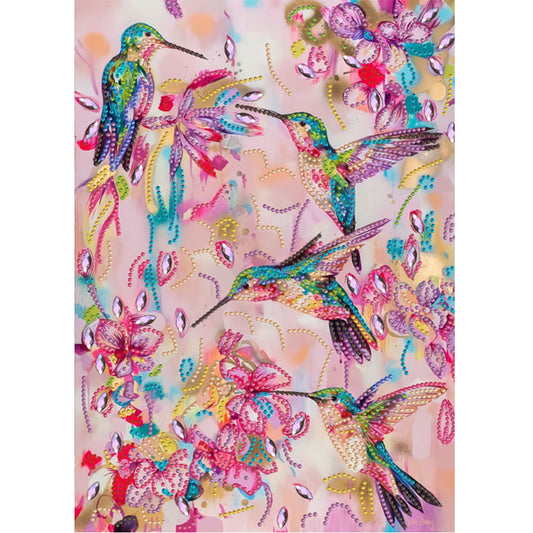 Hummingbird With Flowers - Special Shaped Drill Diamond Painting 30*40CM