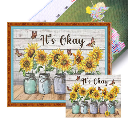 Sunflower Vase - 11CT Stamped Cross Stitch 50*40CM