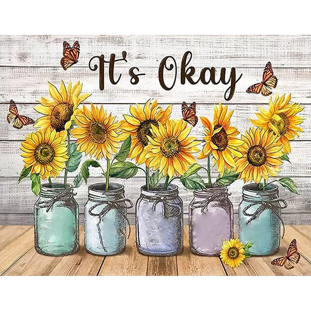 Sunflower Vase - 11CT Stamped Cross Stitch 50*40CM