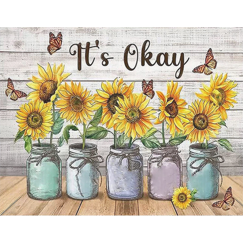 Sunflower Vase - 11CT Stamped Cross Stitch 50*40CM