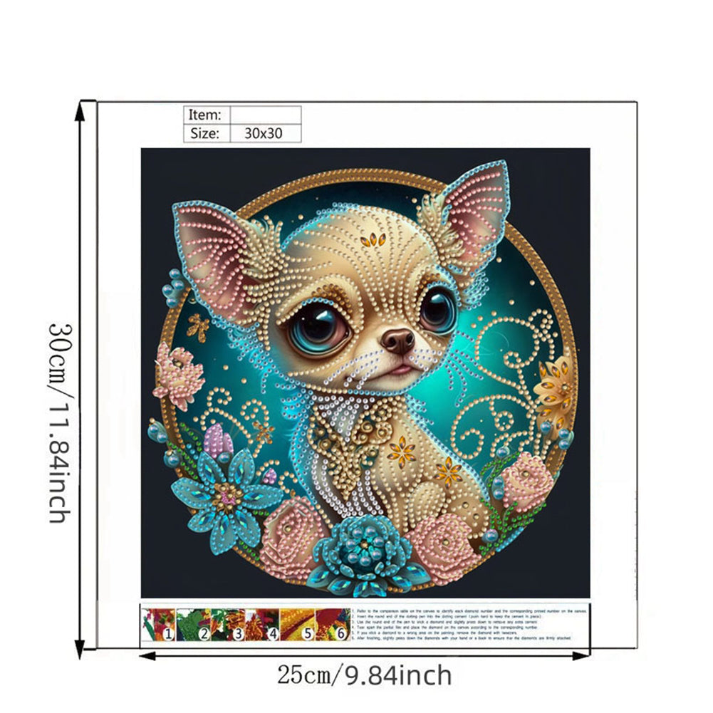 Flower Puppy - Special Shaped Drill Diamond Painting 30*30CM