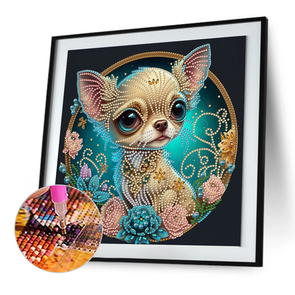 Flower Puppy - Special Shaped Drill Diamond Painting 30*30CM