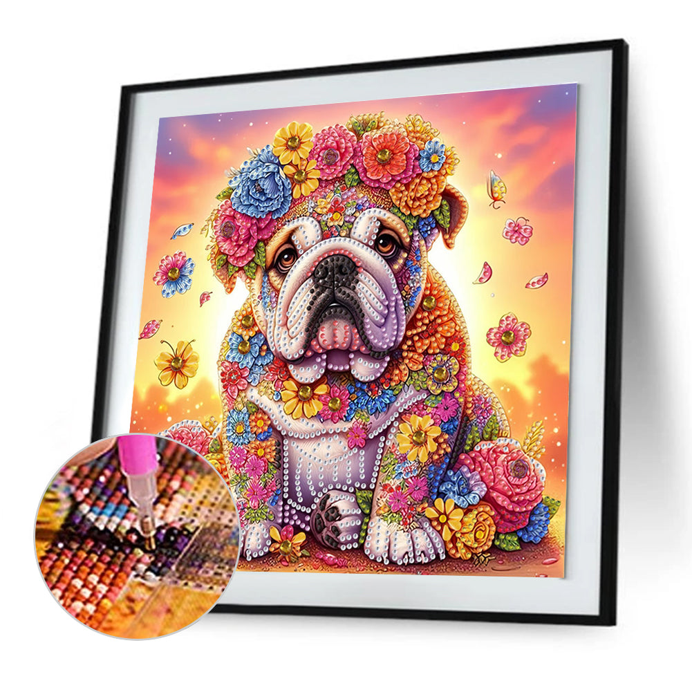 Flower Puppy - Special Shaped Drill Diamond Painting 30*30CM