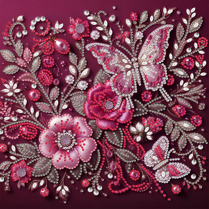 Flower Butterfly - Special Shaped Drill Diamond Painting 30*30CM