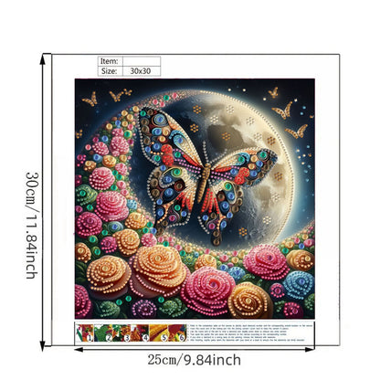 Moonlight Rose Butterfly - Special Shaped Drill Diamond Painting 30*30CM