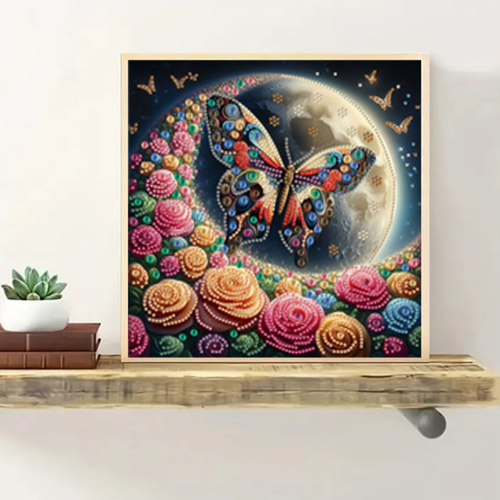 Moonlight Rose Butterfly - Special Shaped Drill Diamond Painting 30*30CM