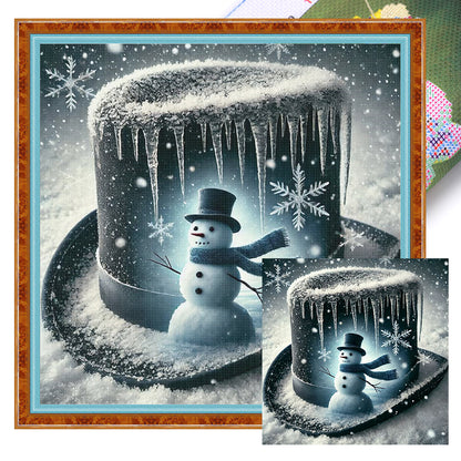 Silhouette Snowman Hat - 11CT Stamped Cross Stitch 40*40CM