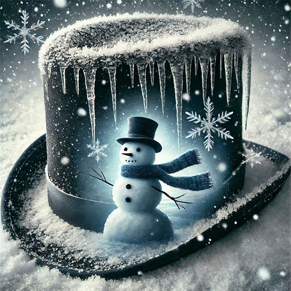 Silhouette Snowman Hat - 11CT Stamped Cross Stitch 40*40CM