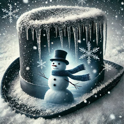 Silhouette Snowman Hat - 11CT Stamped Cross Stitch 40*40CM