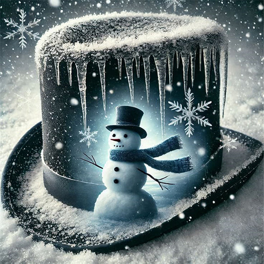 Silhouette Snowman Hat - 11CT Stamped Cross Stitch 40*40CM