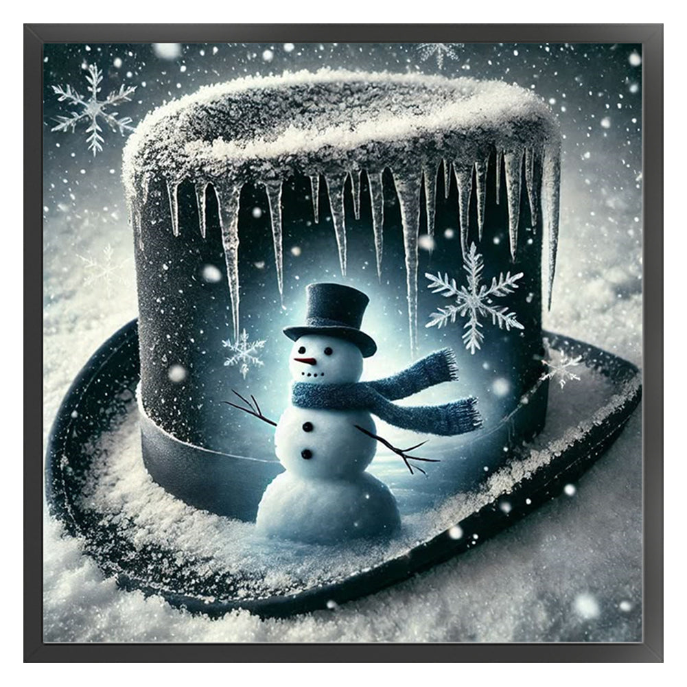 Silhouette Snowman Hat - 11CT Stamped Cross Stitch 40*40CM