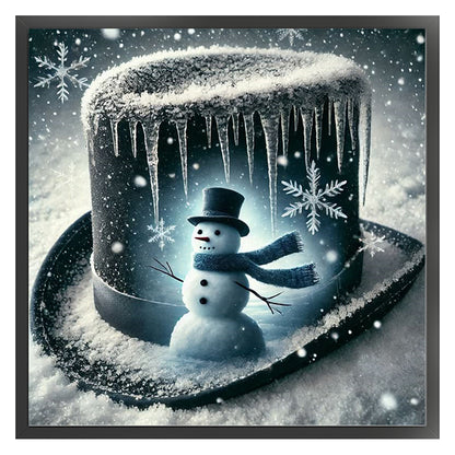 Silhouette Snowman Hat - 11CT Stamped Cross Stitch 40*40CM