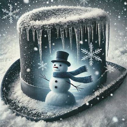 Silhouette Snowman Hat - 11CT Stamped Cross Stitch 40*40CM