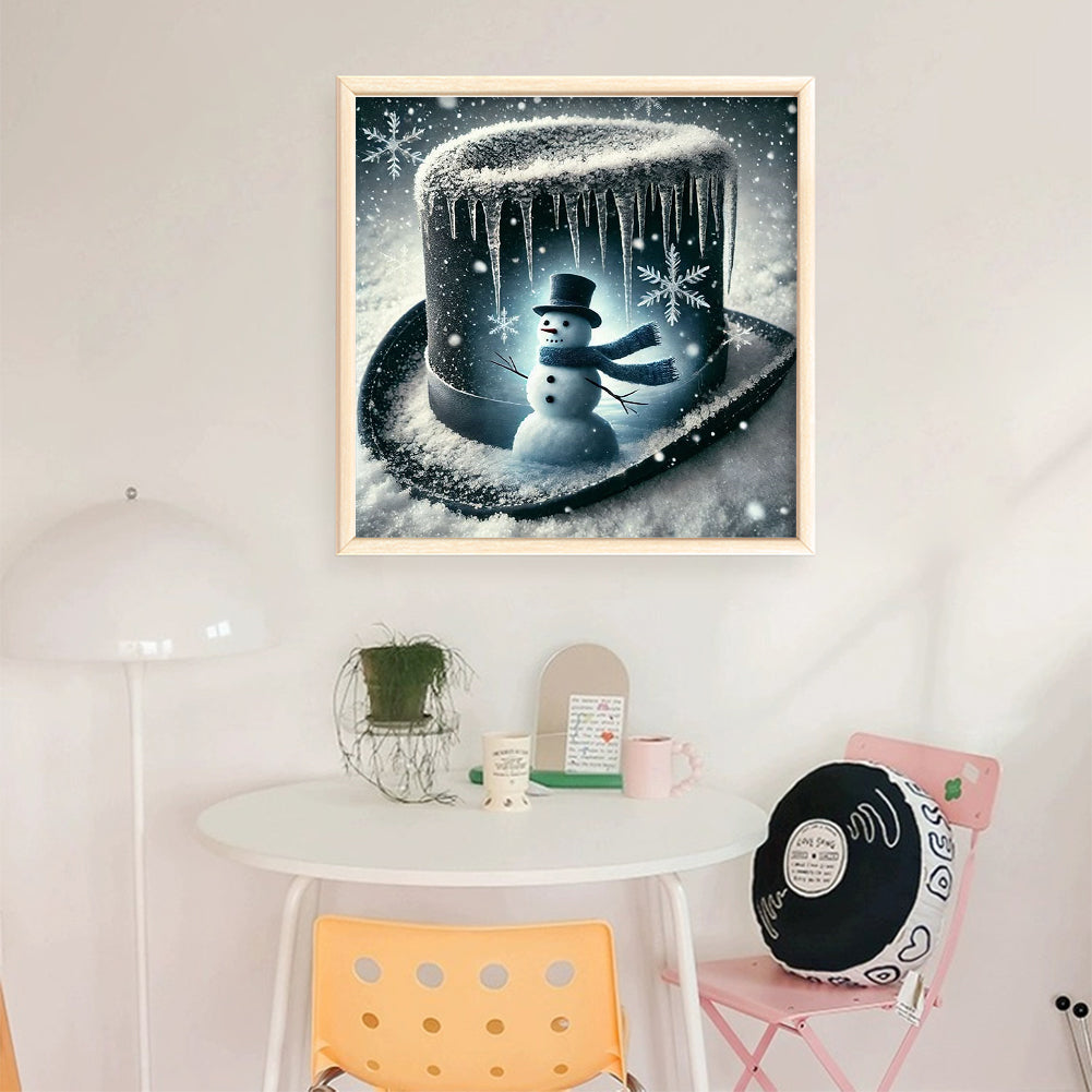 Silhouette Snowman Hat - 11CT Stamped Cross Stitch 40*40CM