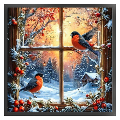 Winter Window Bird - 11CT Stamped Cross Stitch 45*45CM