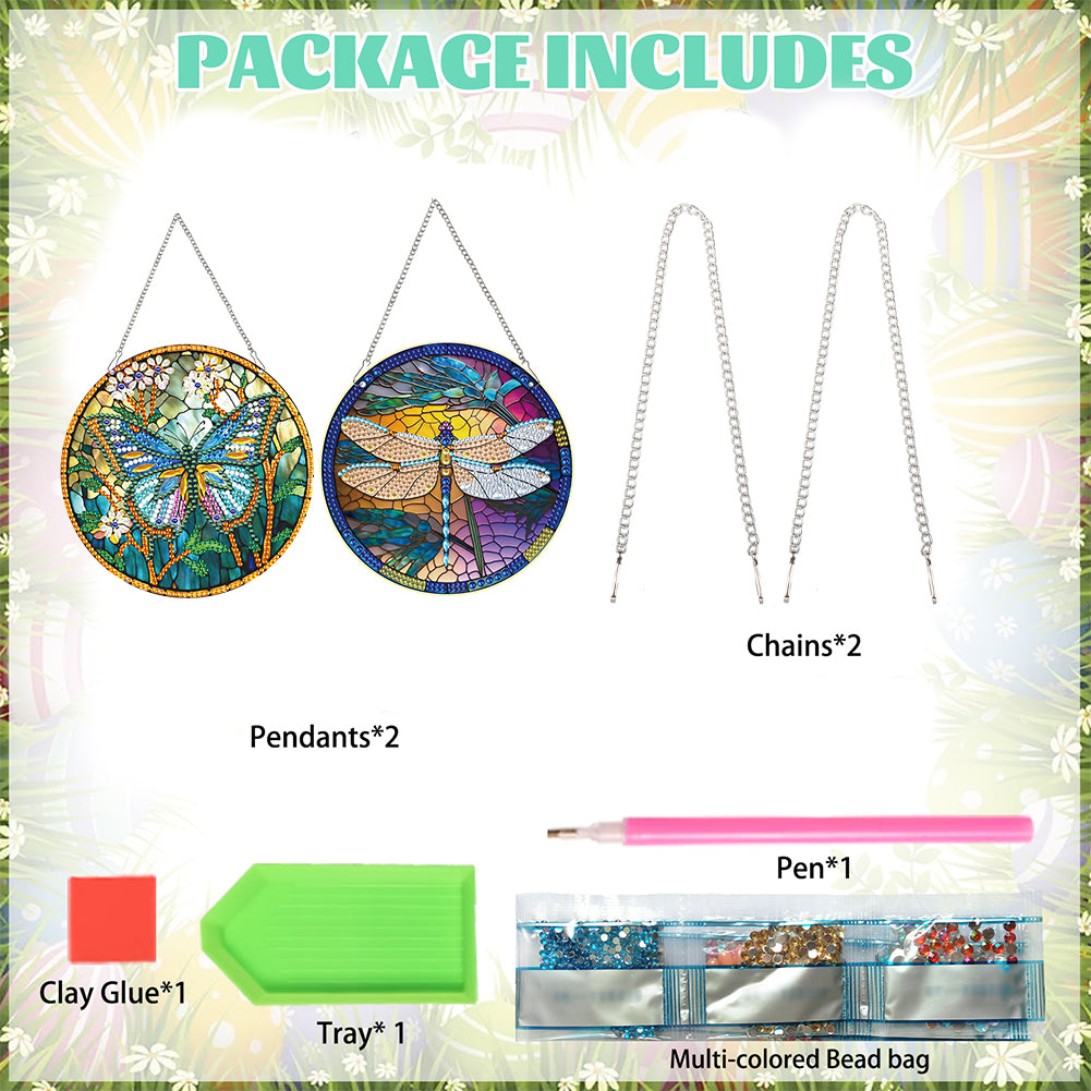 2pcs Animal Theme 2D Flat DIY Diamond Art Pendant Wall Decor for Home & Windows