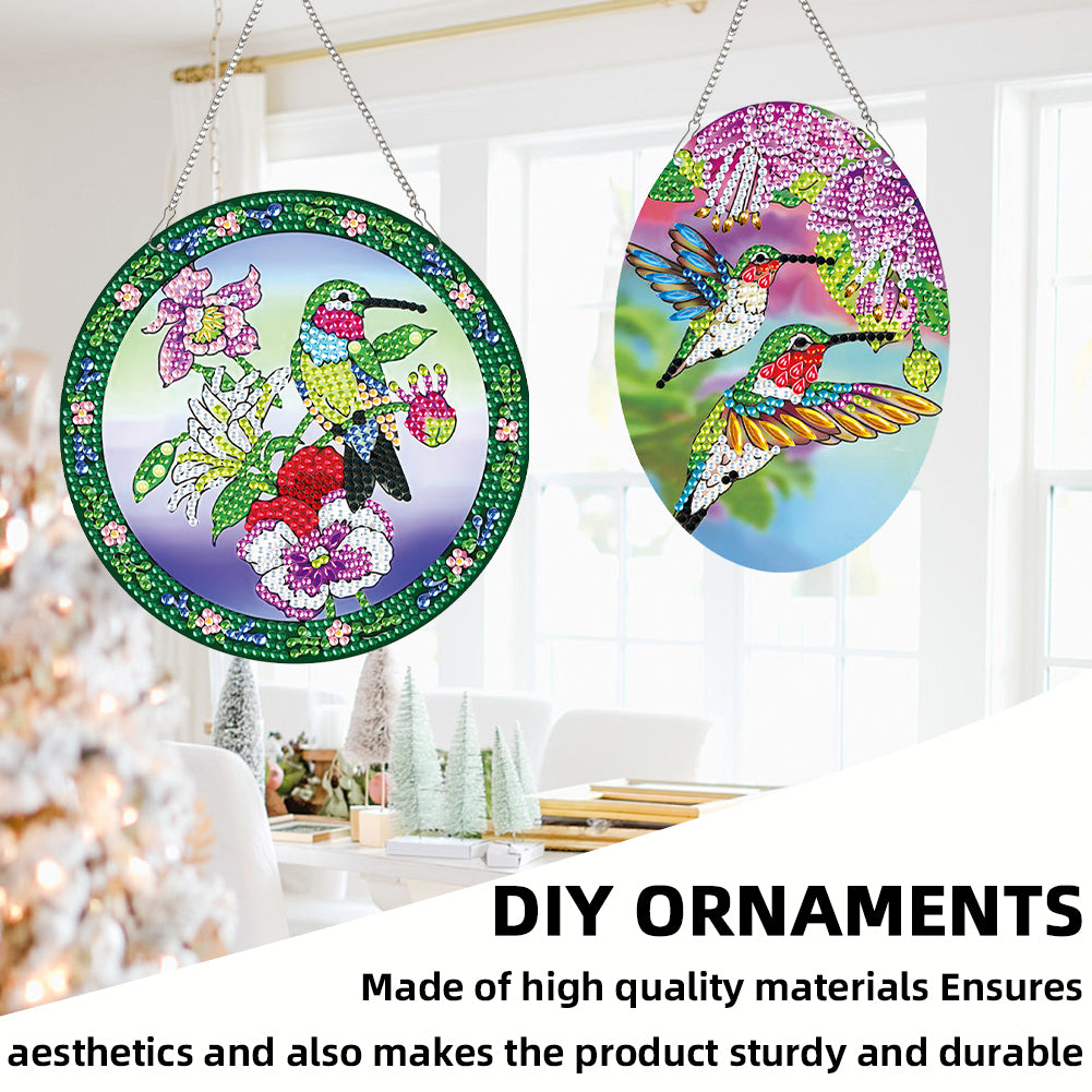 2pcs Animal Theme 2D Flat DIY Diamond Art Pendant Wall Decor for Home & Windows