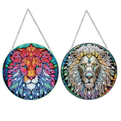 2pcs Animal Theme 2D Flat DIY Diamond Art Pendant Wall Decor for Home & Windows