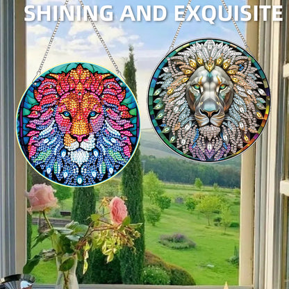 2pcs Animal Theme 2D Flat DIY Diamond Art Pendant Wall Decor for Home & Windows