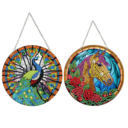 2pcs Animal Theme 2D Flat DIY Diamond Art Pendant Wall Decor for Home & Windows