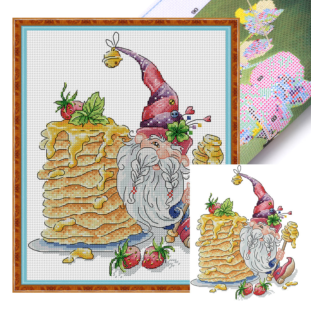 Santa Claus And Pancakes - 14CT Stamped Cross Stitch 27*32CM (Joy Sunday)