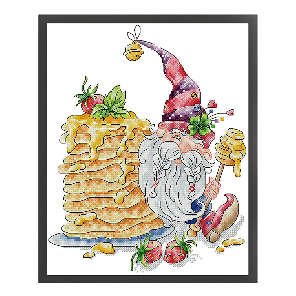 Santa Claus And Pancakes - 14CT Stamped Cross Stitch 27*32CM (Joy Sunday)
