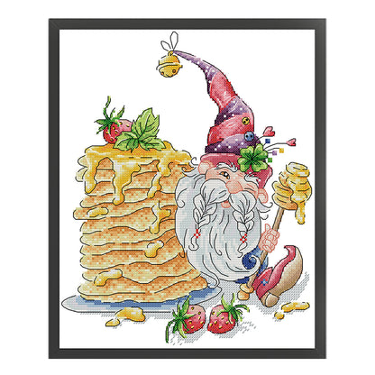 Santa Claus And Pancakes - 14CT Stamped Cross Stitch 27*32CM (Joy Sunday)