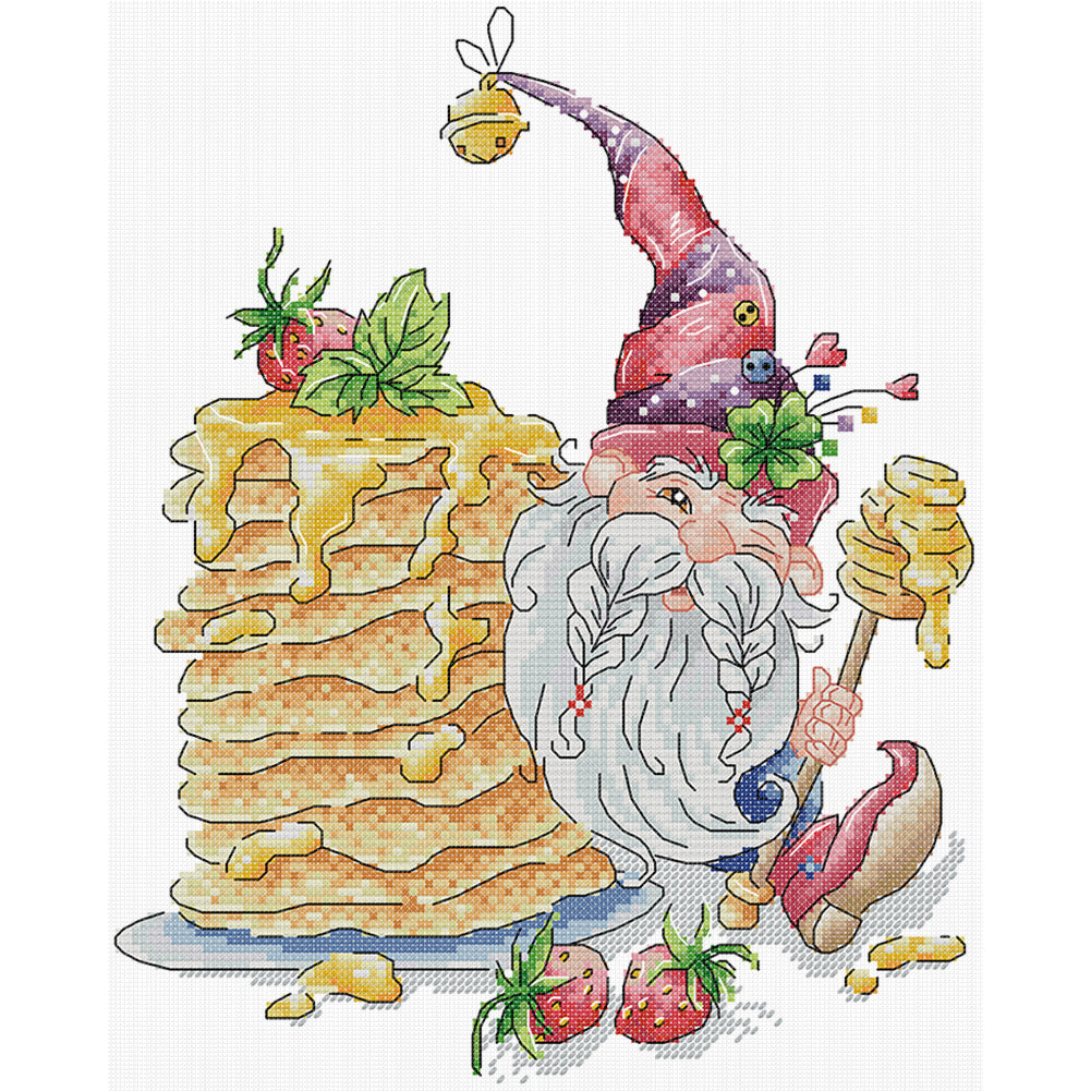 Santa Claus And Pancakes - 14CT Stamped Cross Stitch 27*32CM (Joy Sunday)
