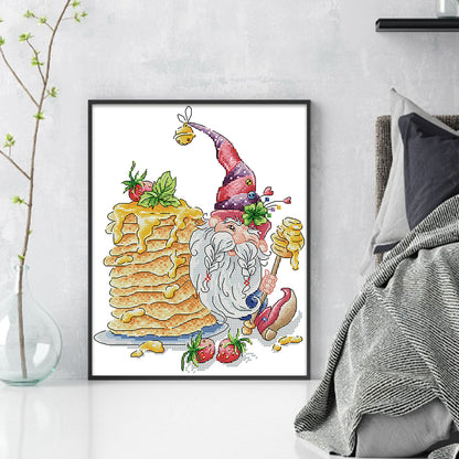 Santa Claus And Pancakes - 14CT Stamped Cross Stitch 27*32CM (Joy Sunday)